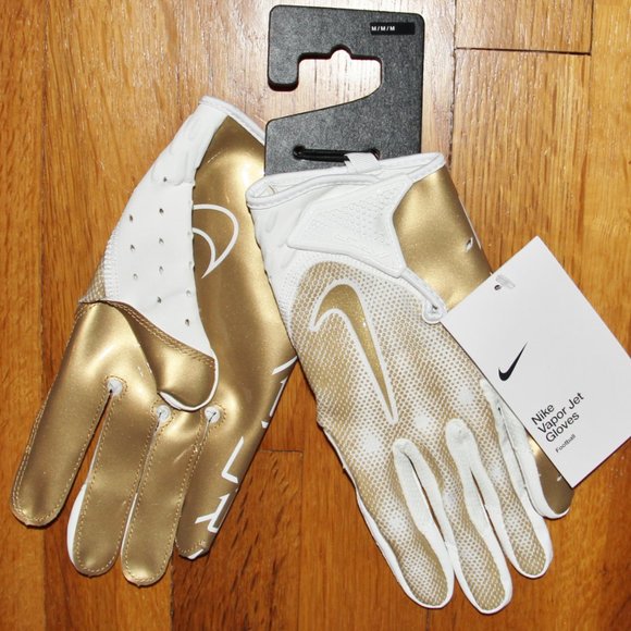 Nike Vapor Jet 7.0 Football Receiver Gloves Mens M White Gold Skill - Picture 2 of 4